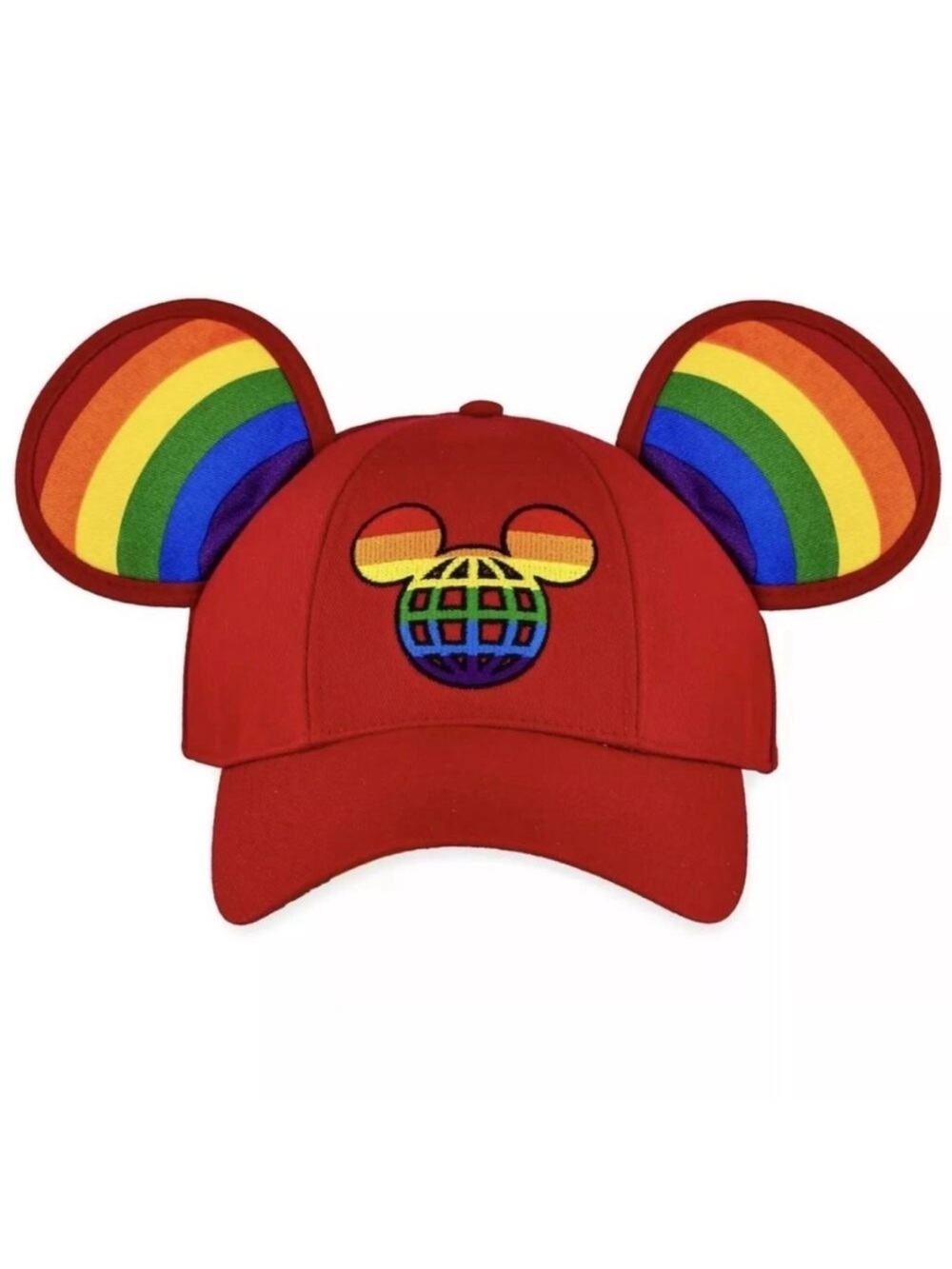 Disney Rainbow Pride Mickey Mouse Ears Baseball Cap Unisex Velcro Closure NWT